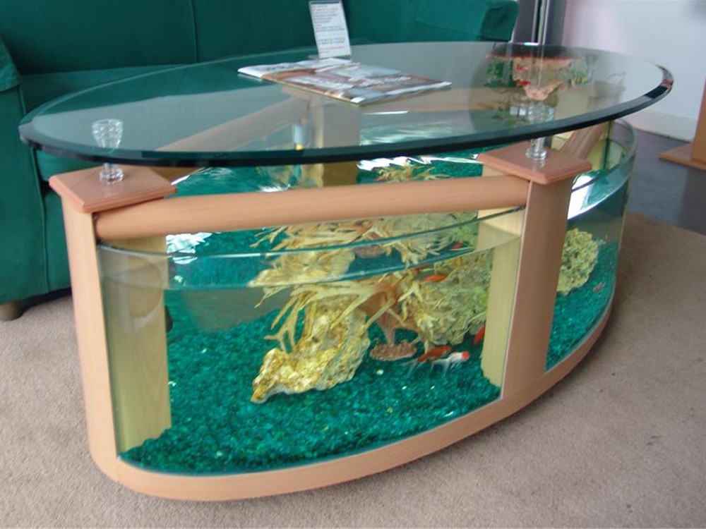 Large oval coffee table aquarium Glass Fish Tanks