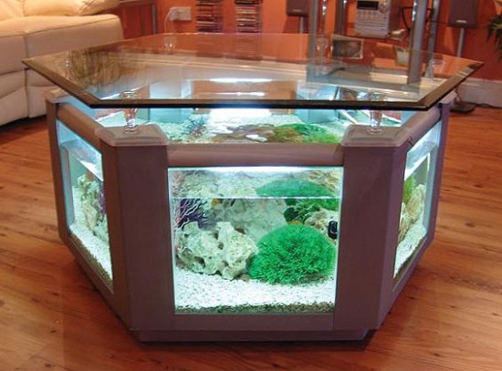 Hexagonal large coffee table fish tank